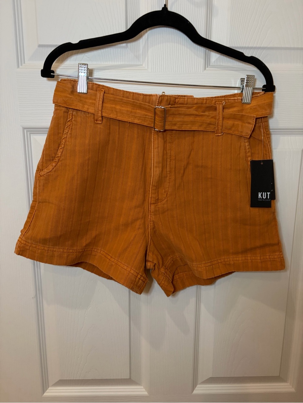 KUT from the Kloth Justine Burnt Orange Striped High-Rise Shorts NWT - Size 4